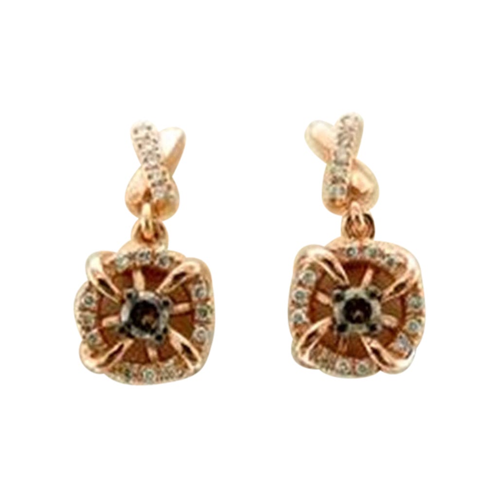 Earrings featuring Chocolate & Vanilla Diamonds set in 14K Strawberry Gold For Sale