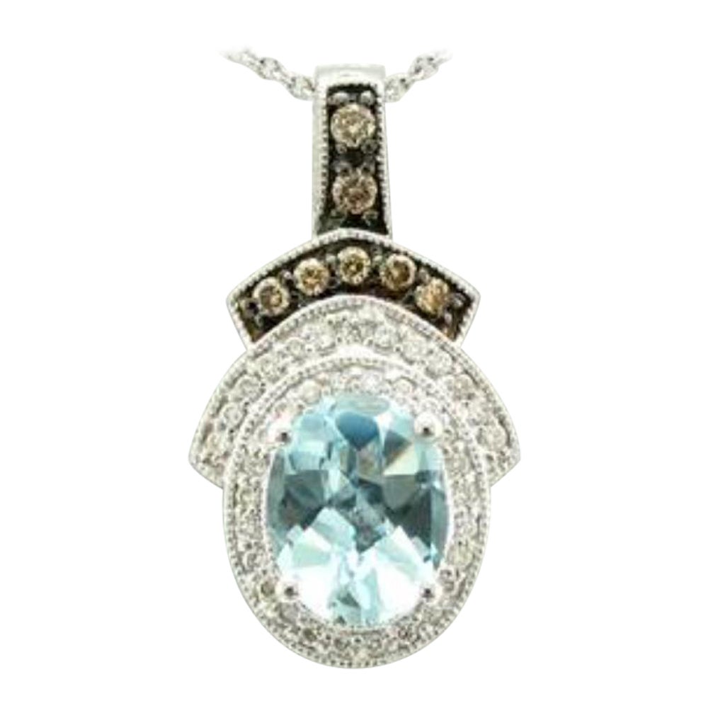 Anhänger mit Aquamarin, Schokoladen- und Vanilla-Diamant in 14K Vanilla-Gold gefasst