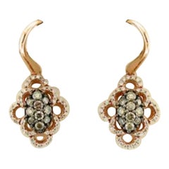 Earrings featuring Chocolate & Vanilla Diamonds set in 14K Strawberry Gold