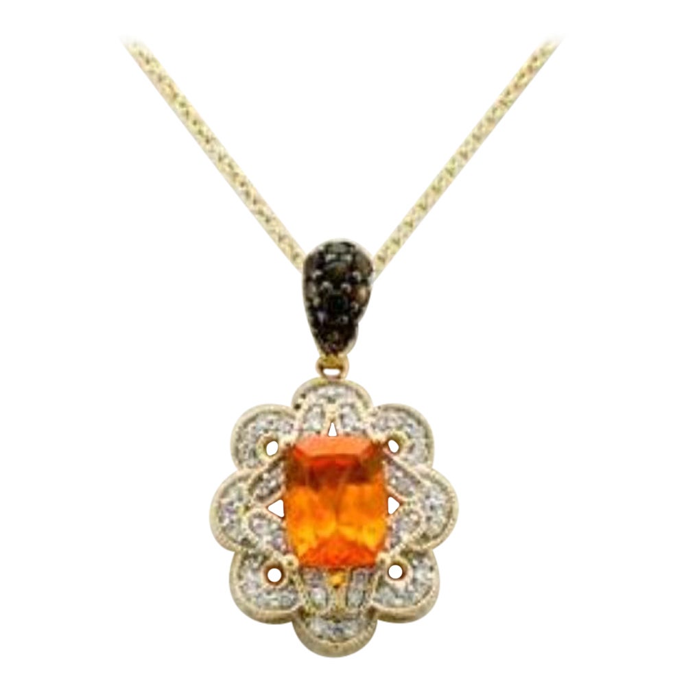 Arusha Exotics Pendant featuring Spessartite, Quartz & Diamonds set in 14K Gold For Sale
