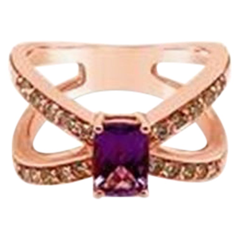 Ring featuring Grape Amethyst Nude Diamonds set in 14K Strawberry Gold For Sale