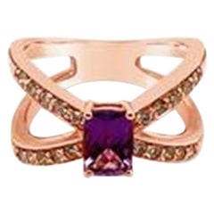 Ring mit Trauben- Amethyst-Akt-Diamanten in 14K Erdbeer-Gold gefasst