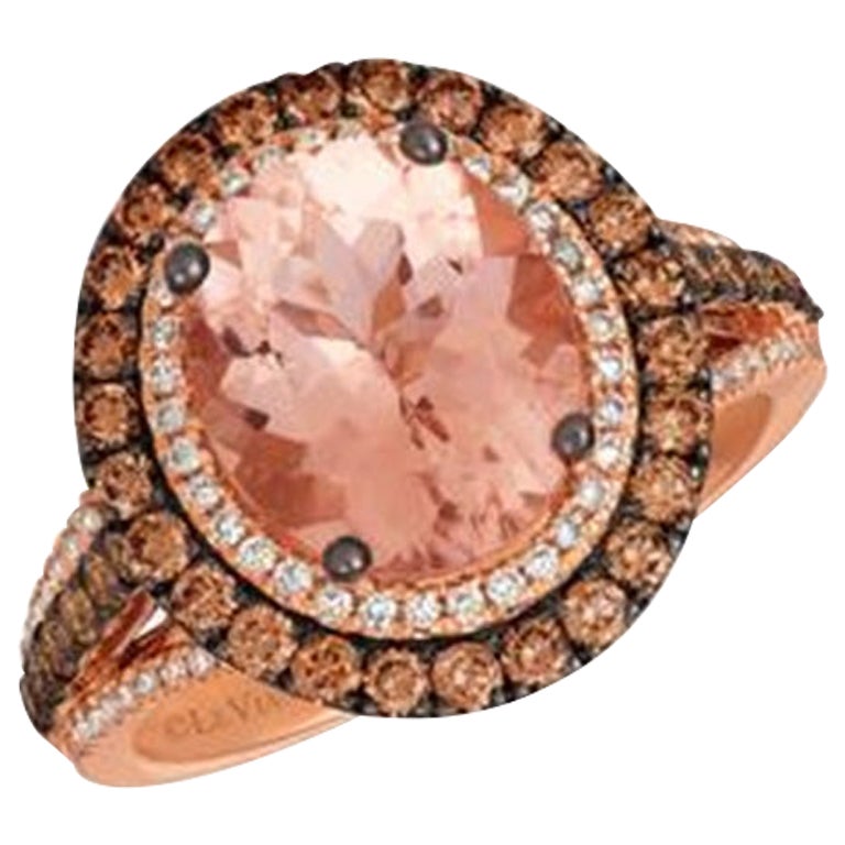 Chocolatier Ring featuring Morganite Chocolate & Vanilla Diamond set in 14K Gold