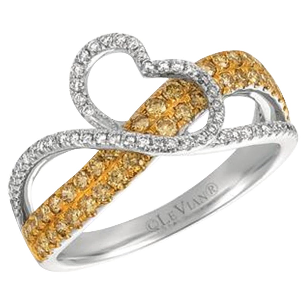 Exotischer Ring mit gelben und Vanilla-Diamanten in 14 Karat Vanilla-Gold gefassten Fancy-Diamanten