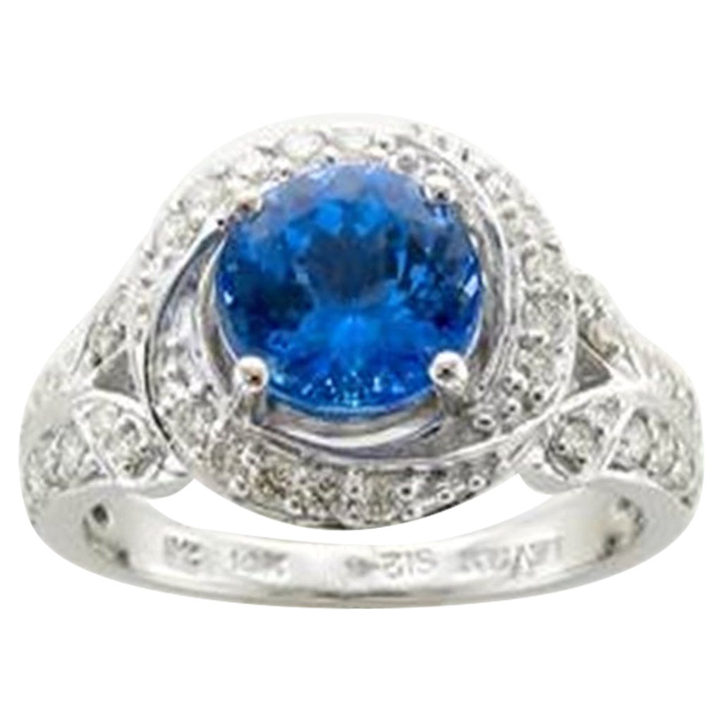 Ring featuring Blueberry Tanzanite Vanilla Diamonds set in 14K Vanilla Gold For Sale
