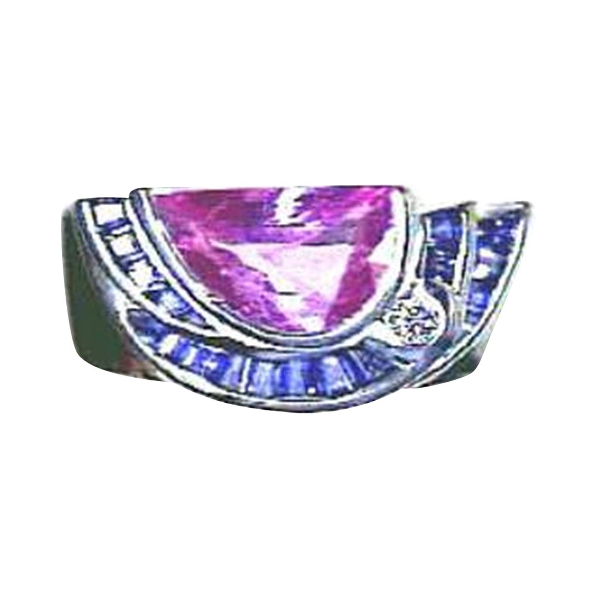Ring featuring Pink Sapphire, Blueberry Sapphire set in 18K Vanilla Gold For Sale