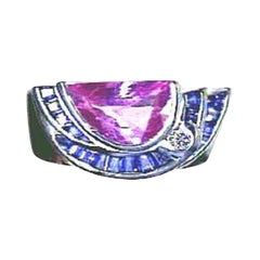 Ring featuring Pink Sapphire, Blueberry Sapphire set in 18K Vanilla Gold