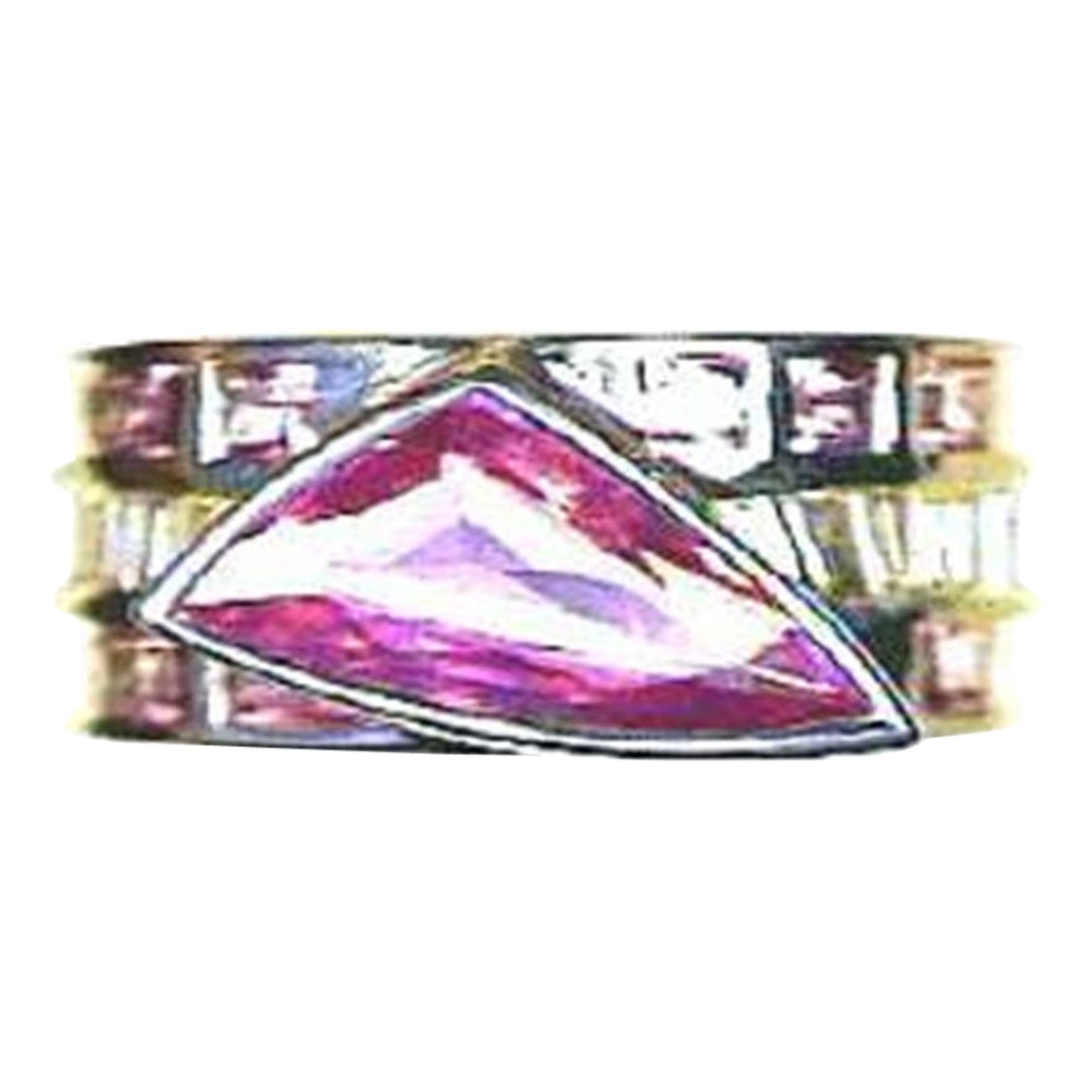 Ring featuring Pink Sapphire, Vanilla Diamonds set in 18K Vanilla Gold For Sale