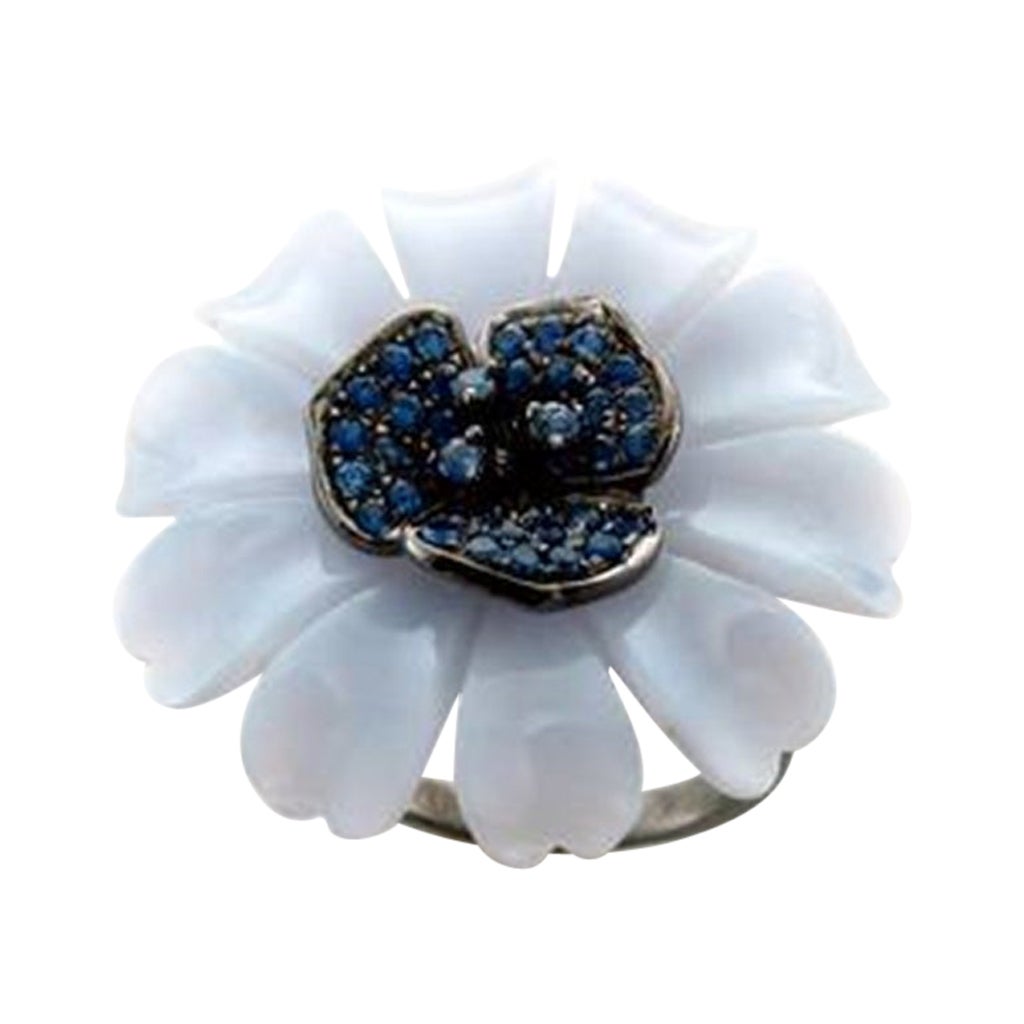 Grand Sample Sale Ring featuring Chalcedony, Blueberry Sapphire set in SLV