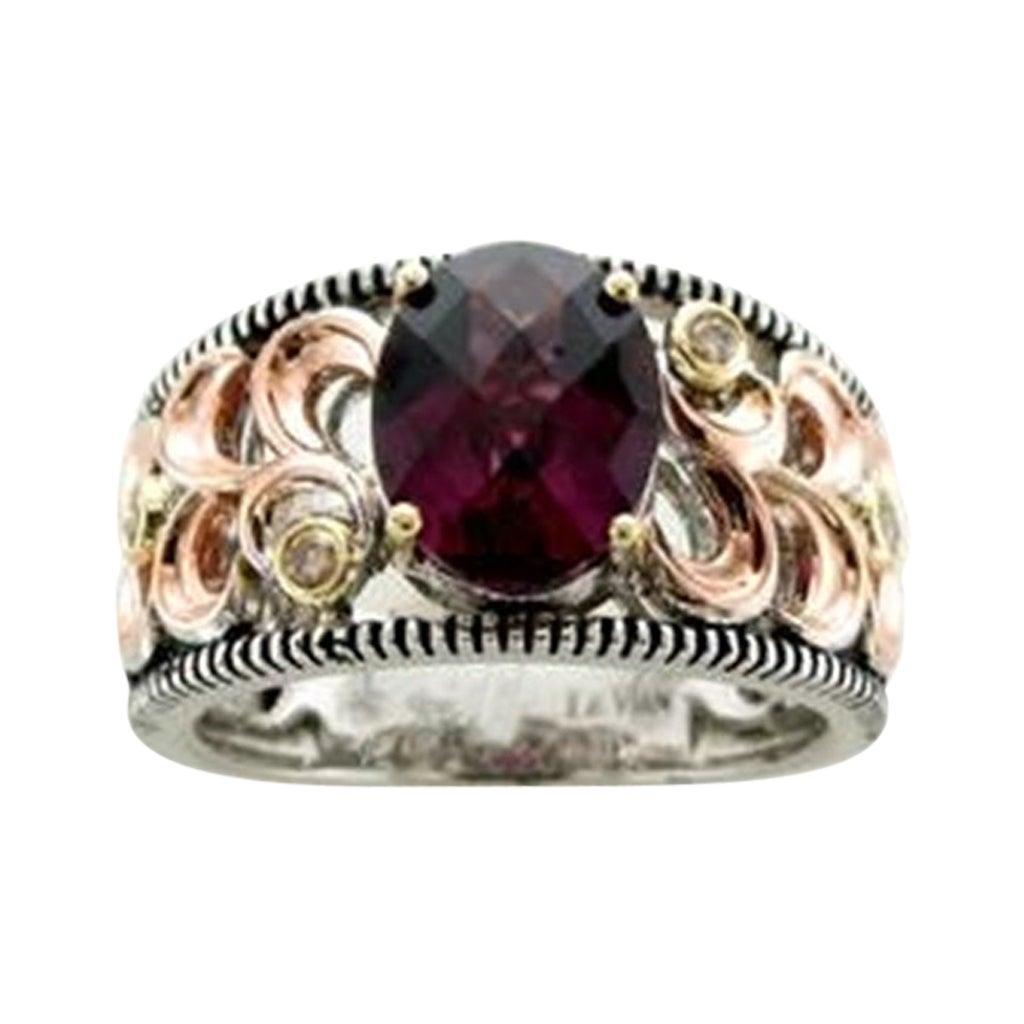 Ring featuring Raspberry Rhodolite Chocolate Diamonds set in S14 For Sale