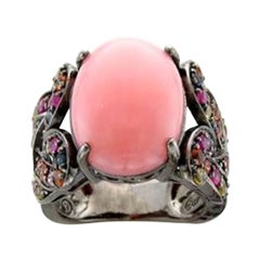 Ring mit mehrfarbigem Saphir, Passion Rubin, rosa Opal in SLV gefasst