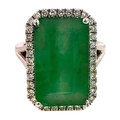Anello con diamante smeraldo naturale 6,5 in oro bianco 14k 12,08 TCW certificati
