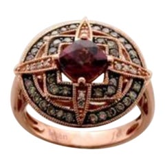 Ring mit Rhodolith Schokoladen- und Vanilla-Diamanten in 14K Erdbeergold gefasst