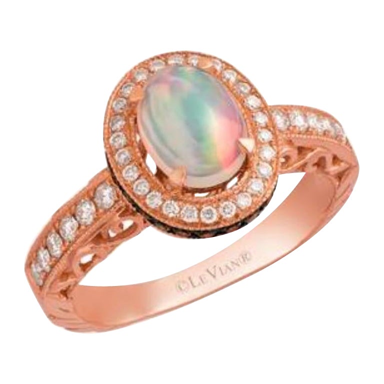 Chocolatier Ring featuring Opal, Vanilla & Chocolate Diamonds set in 14K Gold For Sale