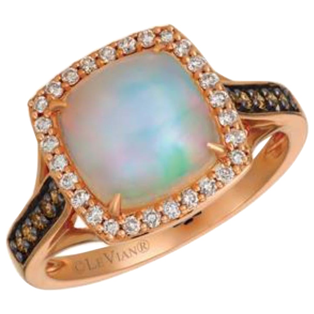 Chocolatier Ring featuring Opal Vanilla & Chocolate Diamonds set in 14K Gold For Sale