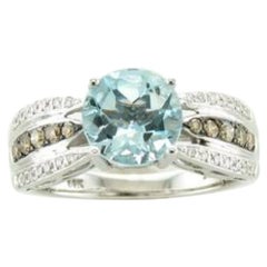 Ring featuring Aquamarine Chocolate & Vanilla Diamonds set in 14K Vanilla Gold