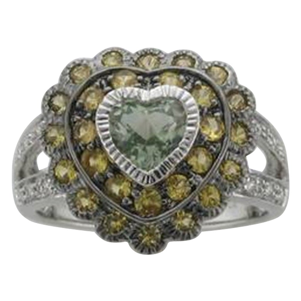 Ring featuring Julep Quartz, Sapphire Vanilla Diamonds set in 14K Vanilla Gold For Sale