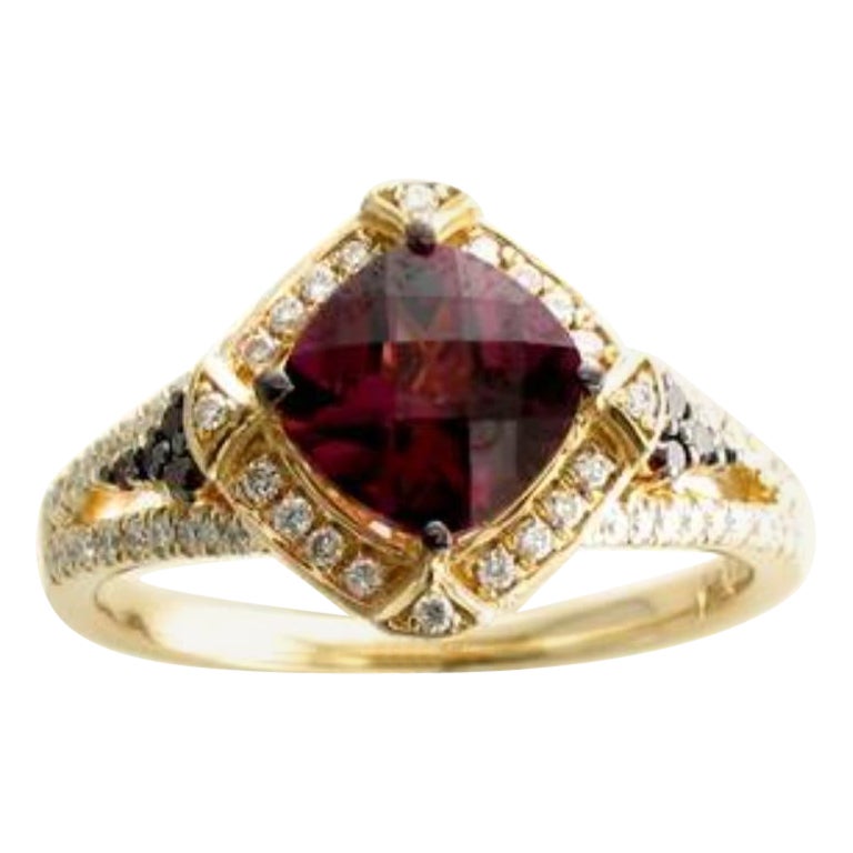 Ring featuring Rhodolite Cherryberry & Vanilla Diamonds set in 14K Honey Gold For Sale