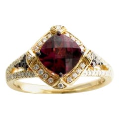 Ring mit Rhodolith-Kirschbaum und Vanille-Diamanten in 14K Honey Gold