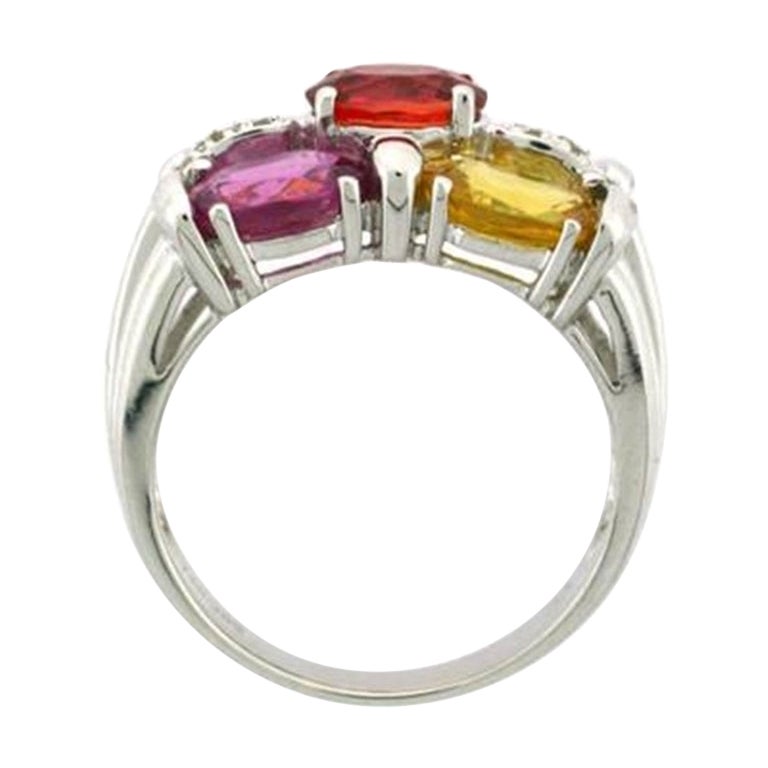 Ring featuring Multicolor Sapphire Vanilla Diamonds set in 14K Vanilla Gold For Sale
