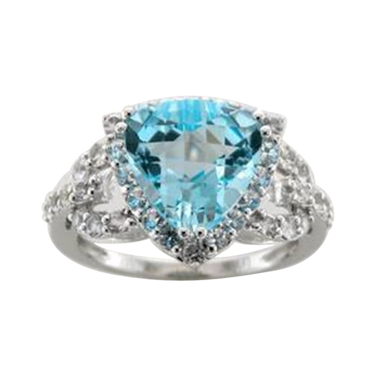 Ring featuring Blue Topaz, White Sapphire set in 14K Vanilla Gold For Sale
