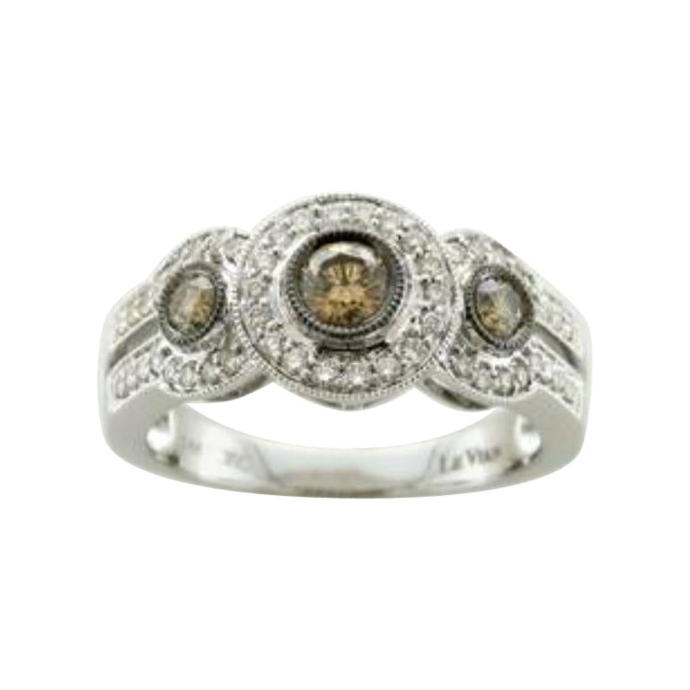 Ring featuring Chocolate Diamonds , Vanilla Diamonds set in 14K Vanilla Gold For Sale