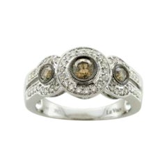 Bague avec diamants chocolat , diamants vanille sertis en or 14 carats