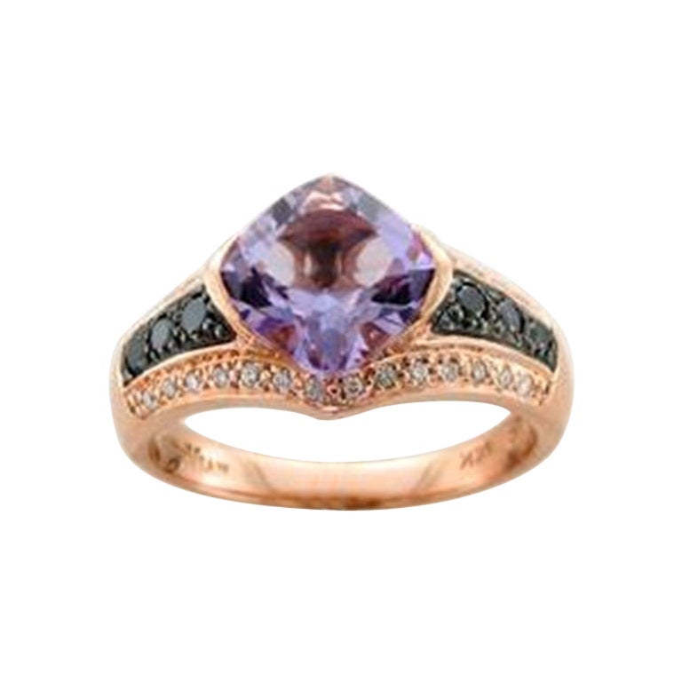 Ring featuring Amethyst Blackberry & Vanilla Diamonds set in 14K Strawberry Gold For Sale