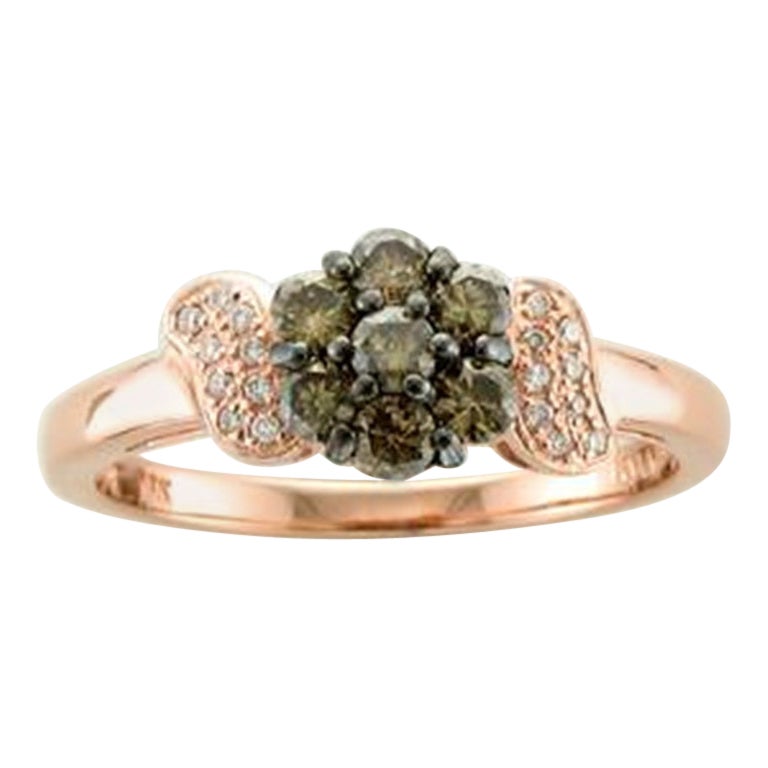 Ring featuring Chocolate Diamonds , Vanilla Diamonds set in 14K Strawberry Gold For Sale