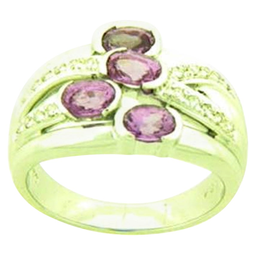 Ring featuring Bubble Gum Pink Sapphire Vanilla Diamonds set in 18K Vanilla Gold For Sale