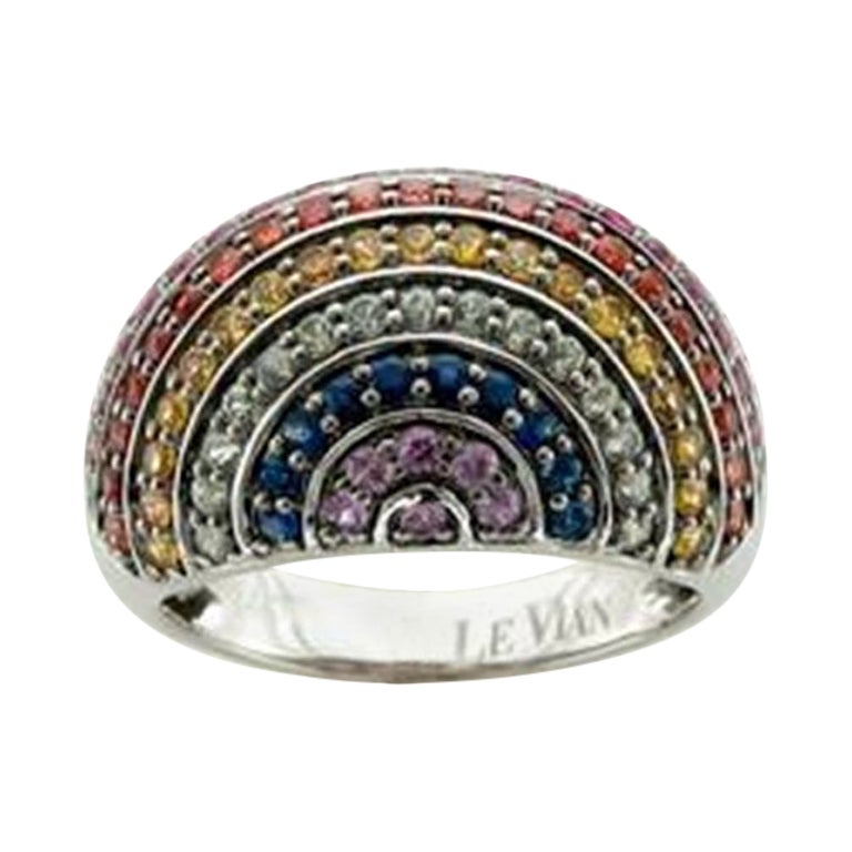 Ring featuring Multicolor, Green, Blueberry & Purple Sapphire set in 14K Gold For Sale
