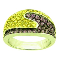 Ring featuring Bubble Gum Pink Sapphire, Yellow Sapphire set in 18K Vanilla Gold