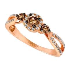 Ring featuring Chocolate Diamonds , Vanilla Diamonds set in 14K Strawberry Gold