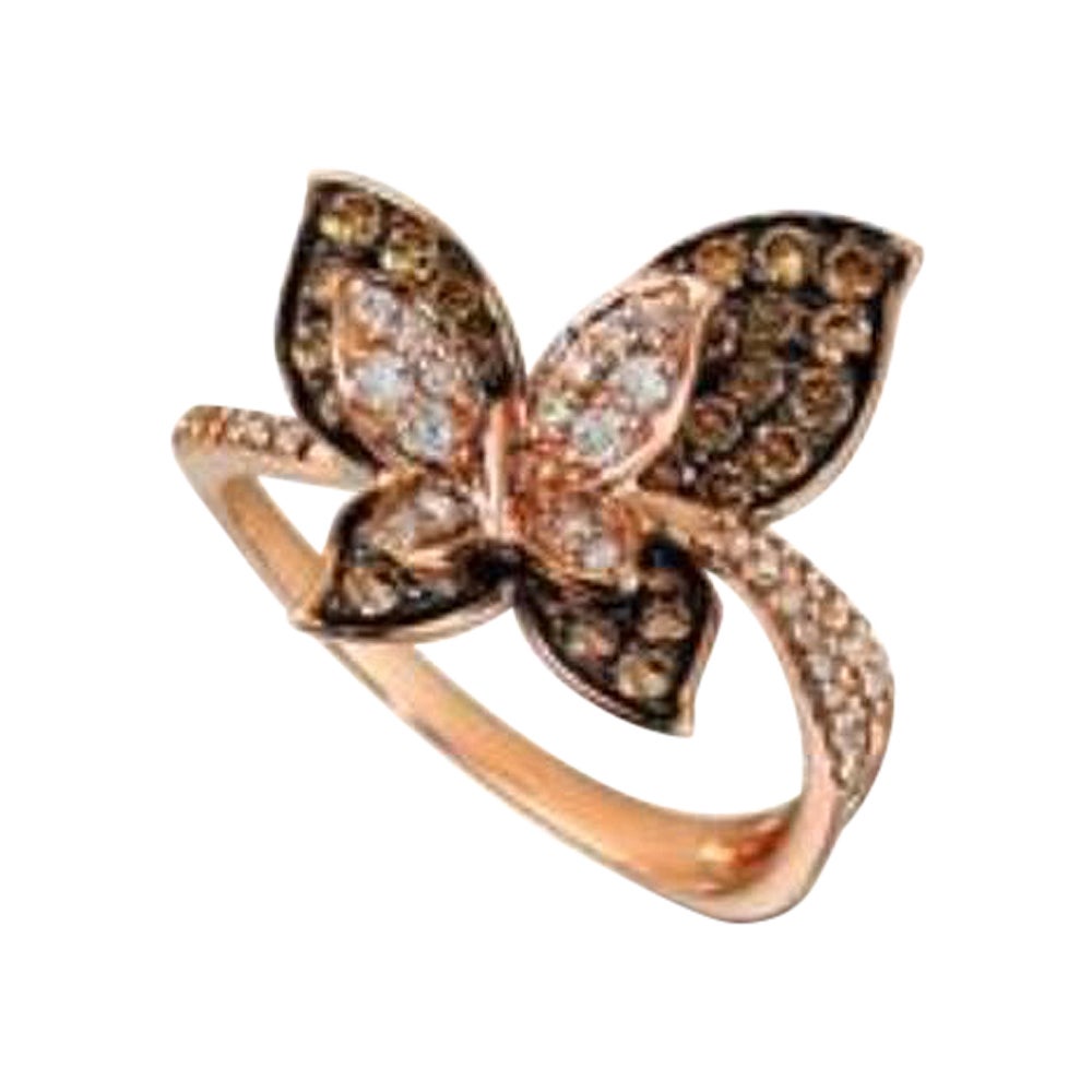 Ring featuring Vanilla Diamonds , Chocolate Diamonds set in 14K Strawberry Gold For Sale