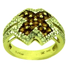 Ring mit orangefarbenem Saphir und Vanille-Diamanten, gefasst in 14K Honey Gold