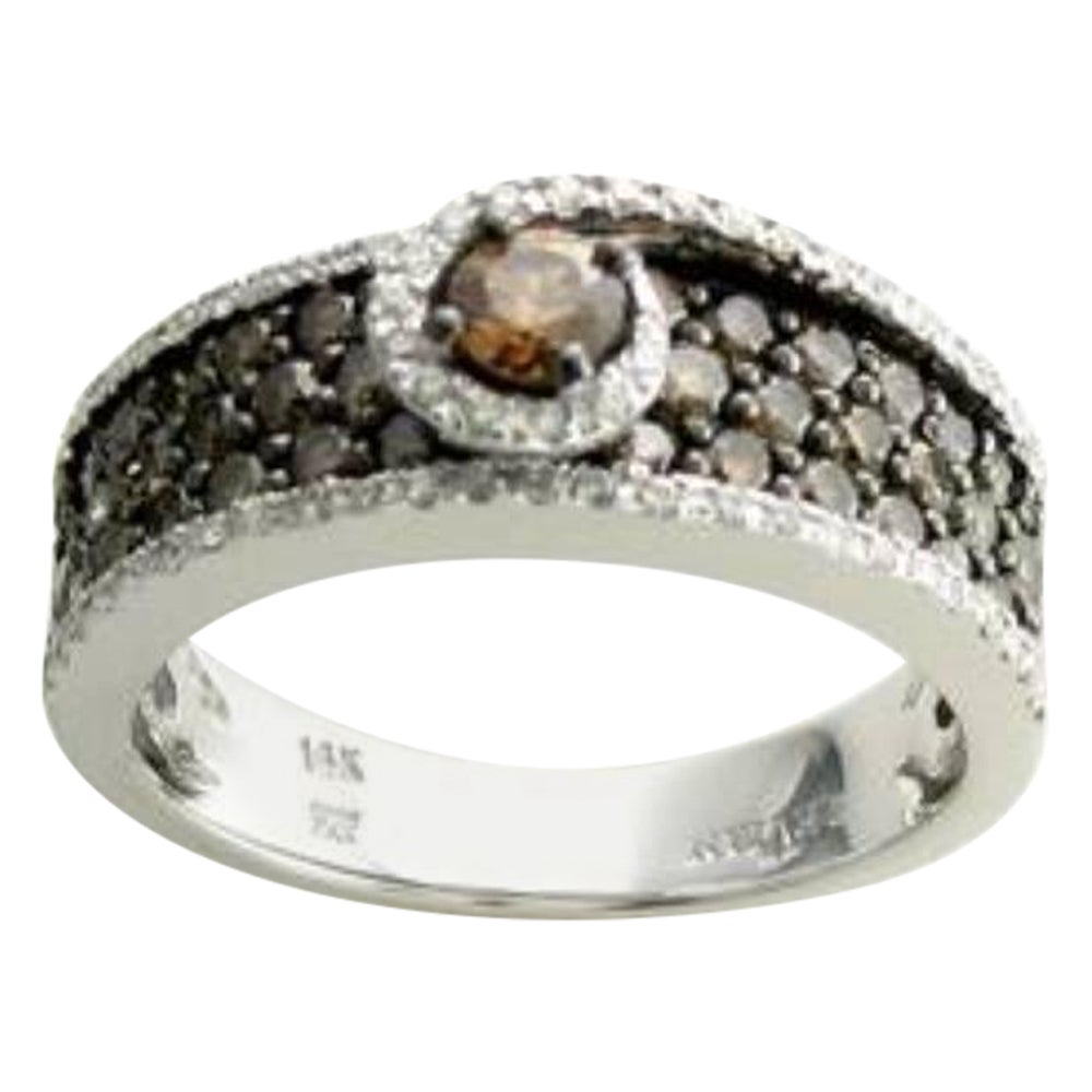 Ring featuring Chocolate Diamonds , Vanilla Diamonds set in 14K Vanilla Gold For Sale