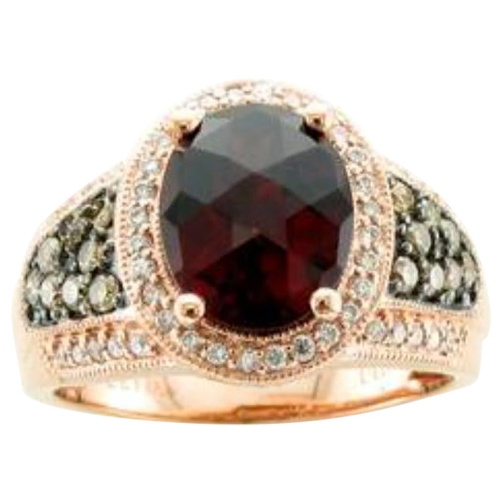 Ring featuring Rhodolite Chocolate & Vanilla Diamonds set in 14K Strawberry Gold