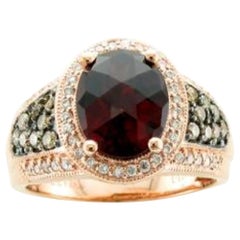 Bague en or fraise 14 carats sertie de diamants rhodolite chocolat et vanille