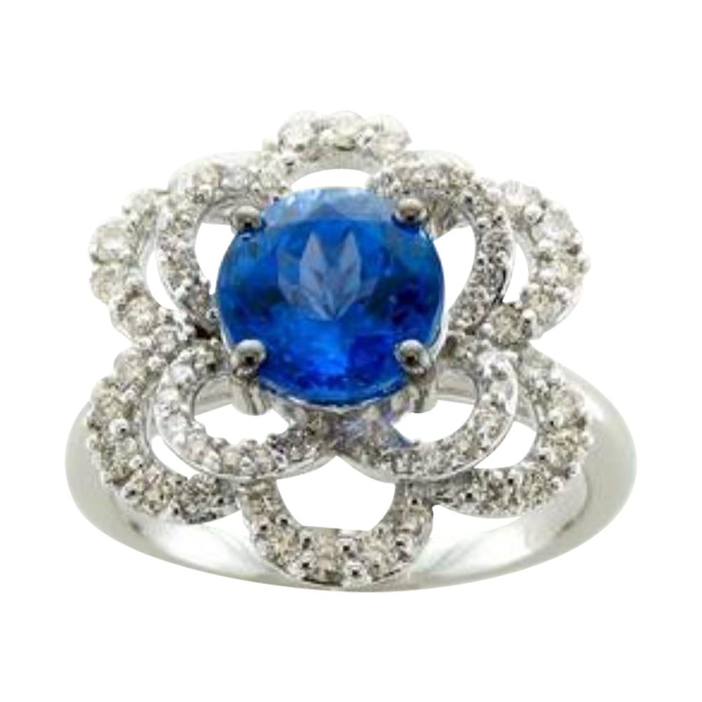 Ring featuring Blueberry Tanzanite Vanilla Diamonds set in 14K Vanilla Gold For Sale