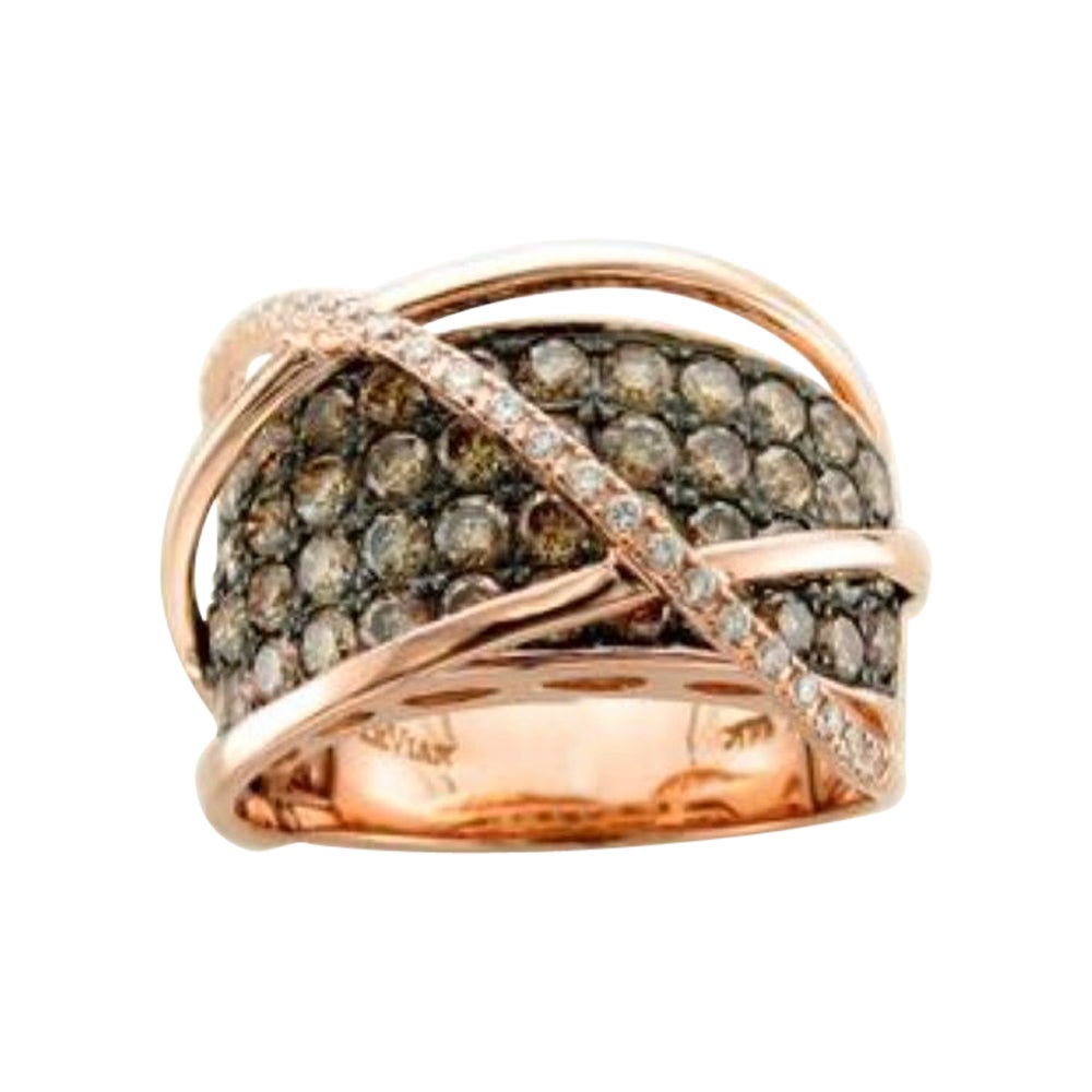 Ring mit mehrfarbigen Saphiren und schokoladenbraunen Diamanten in 18 Karat Vanilla Gold gefasst im Angebot