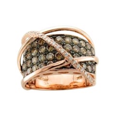 Ring mit mehrfarbigen Saphiren und schokoladenbraunen Diamanten in 18 Karat Vanilla Gold gefasst