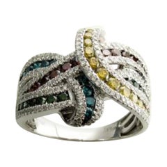 Ring mit rosa & blauemberryfarbenem Saphir und Vanilla-Diamant in 18 Karat Vanilla Gold gefasst