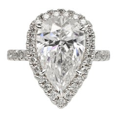 4 Carat Pear Shape Diamond Engagement Ring GIA Certified D VVS1