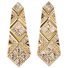 BULGARI Diamond in Gold Geometric Drop Earrings