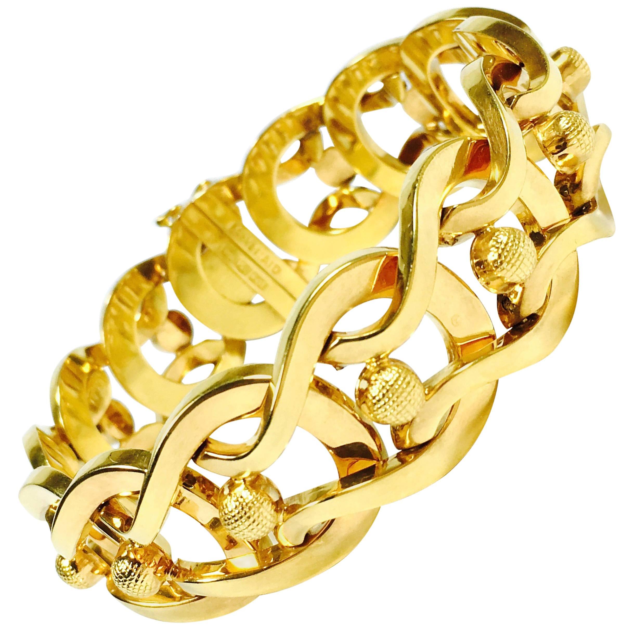 Vintage Brevettato Yellow Gold Articulating Bracelet