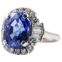 Magnificent 11.72ct Unheated Blue Sapphire and Diamond Ring