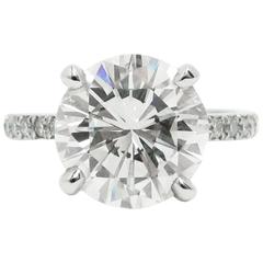 4.02 Carat GIA Round Brilliant Cut Diamond and Platinum Ring 5