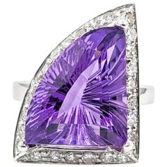 Large Fantasy Cut Amethyst & Diamond Cocktail Ring