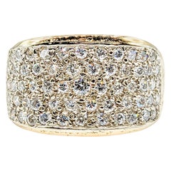 Antique 1.00ctw Pave Diamond Ring in Textured Gold