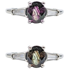 Classic Natural Madagascar Alexandrite & Diamond Ring in Platinum